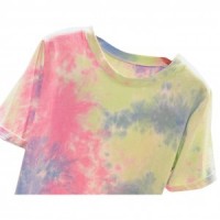 SKT053 Design Women's Contrast Tie Dye T-Shirt Loose Round Neck Short Sleeve T-Shirt T-Shirt Manufacturer detail view-2